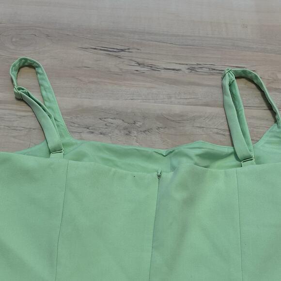 French Connection Women L Dress Mini Square Neck Adjustable Strap Lime Green - Picture 5 of 11